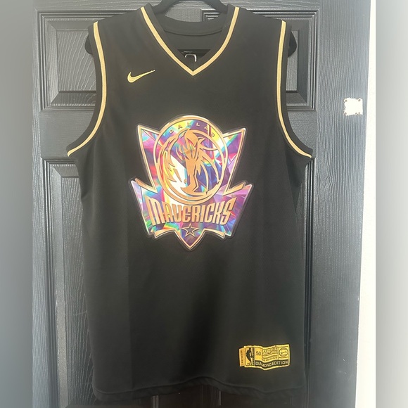 Nike Black and Gold Basketball Jersey Diamond EditionLuca Doncic #77